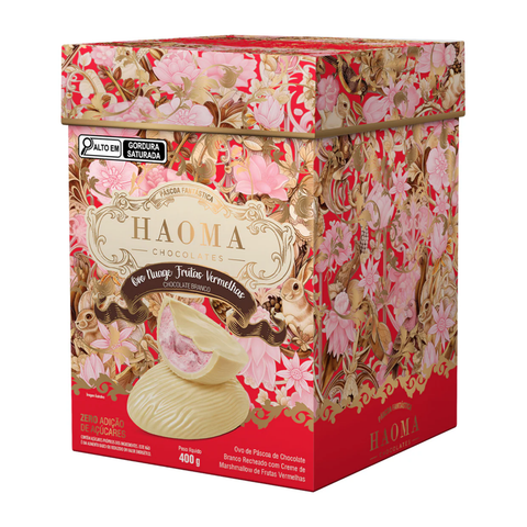 Ovo de Chocolate Branco com Recheio de Nuage Frutas Vermelhas 400g Haoma