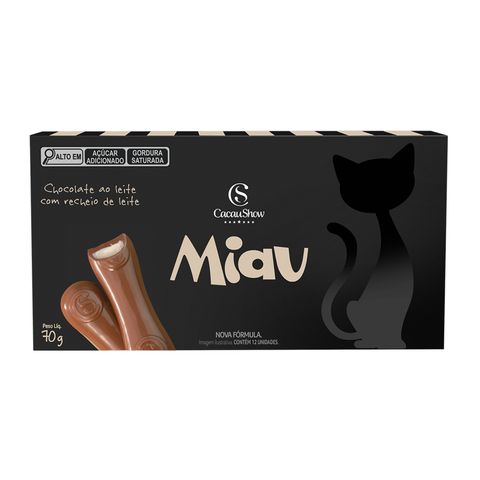 Tablete Miau de Chocolate ao Leite Recheado Cacau Show 70g