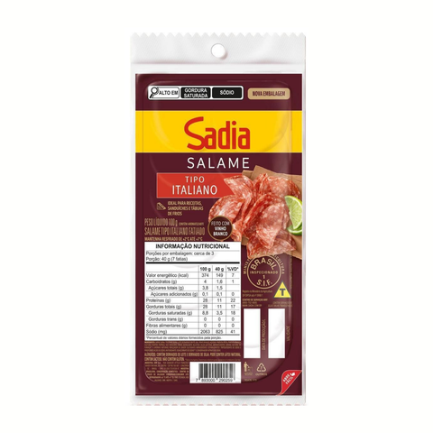 Salame Italiano Fatiado - Sadia 100g