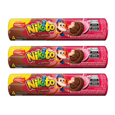 Biscoito Nikito Chocolate com Morango 3x120g