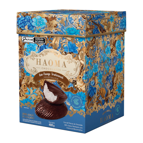 Ovo de Chocolate 56% com Recheio de Nuage Baunilha 400g Haoma