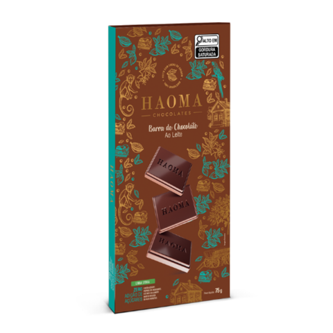 Milk Chocolate Bar with Stevia Line, 75g, Haoma