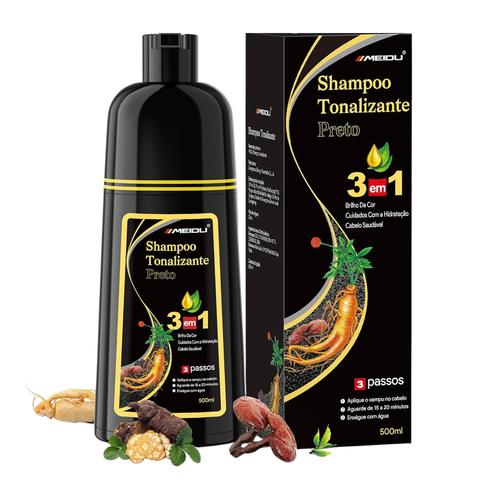 Meidu 500ml Gray Hair Toning Shampoo - Black