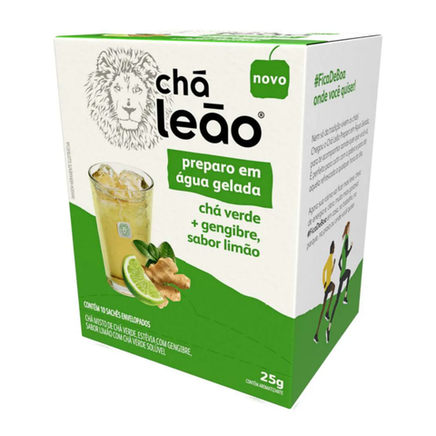 Green Tea, Ginger, and Lemon Cold Brew Tea with 10 Sachets Leão 25g
