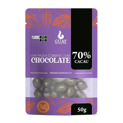 Drageado de Uva Passa com Chocolate 70% Guay 50g