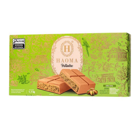 Pistachio Chocolate Bar with Stevia Flavor, 1.1kg, Haoma
