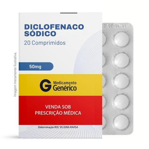 Diclofenaco Sódico 50mg - 20 comprimidos Genérico