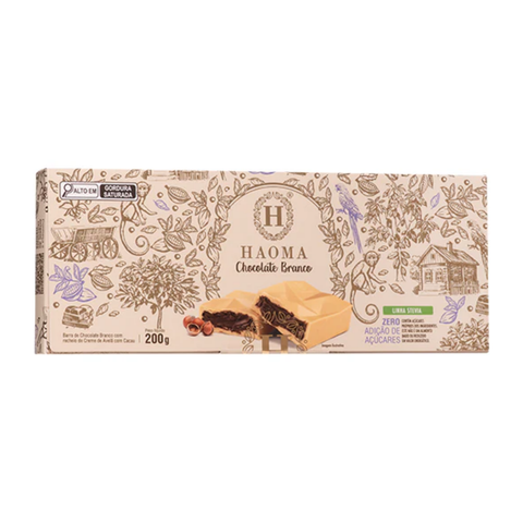 White Chocolate Bar with Stevia Line, 200g, Haoma