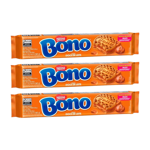Biscoito Recheado Doce de Leite BONO® 3x90 g