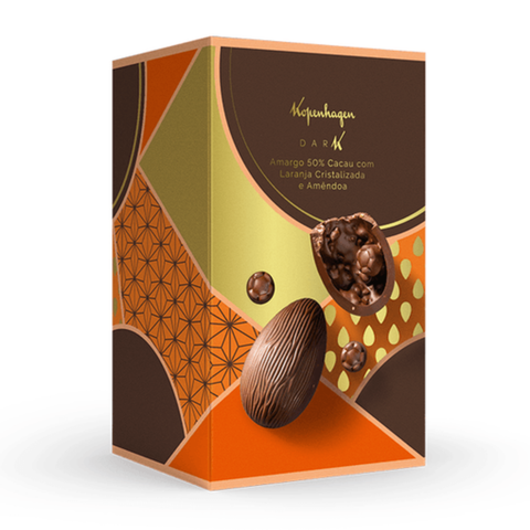 Dark Chocolate Easter Egg 50% Orange, Dark Line, 150g, Kopenhagen