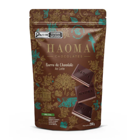 Milk Chocolate Bar Pouch Stevia Line 250g Haoma