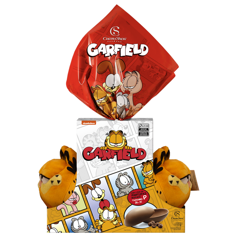 Ovo de Páscoa ao Leite Pantufa Garfield P - 170g Cacau Show