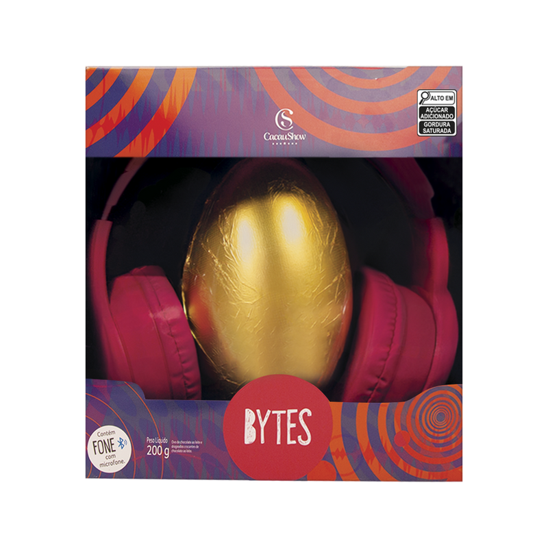 Ovo de Páscoa ao Leite Bytes Fone Rosa - 200g Cacau Show