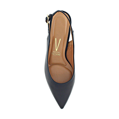 Vizzano 1122-806 Kitten Heel Slingback in Black Napa