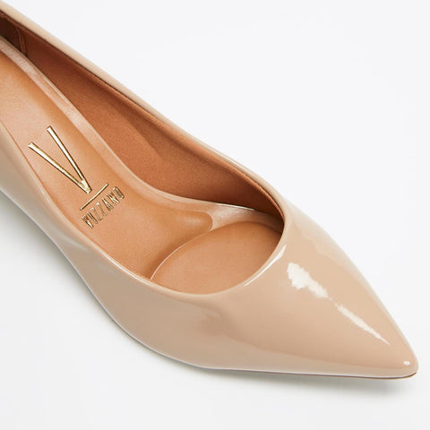 Vizzano 1122-828 Kitten Heel Pointy Toe Pump in Beige Patent