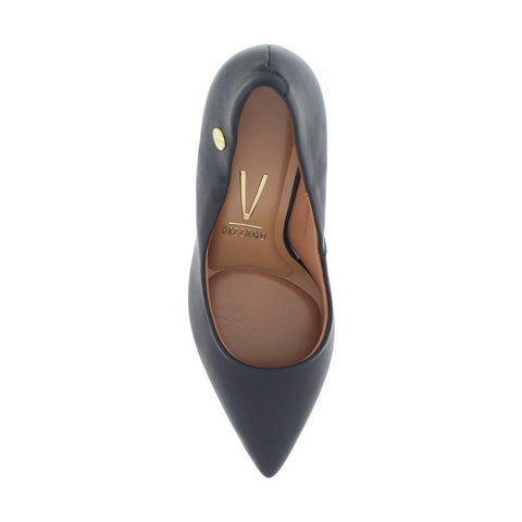 Vizzano 1285-400 Block Heel Pointy Toe Pump in Black Napa