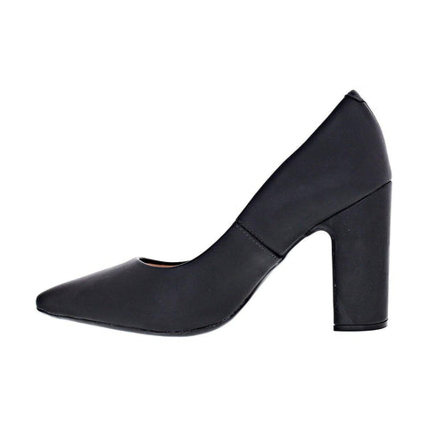 Vizzano 1285-400 Block Heel Pointy Toe Pump in Black Napa