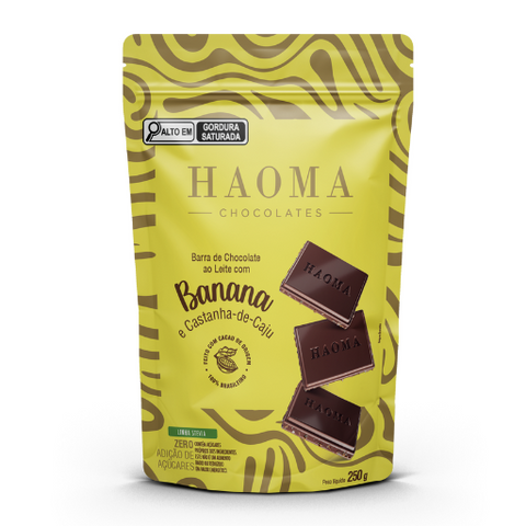 Pouch Barra Banana e Castanha-de-Caju Linha Stevia 250g Haoma