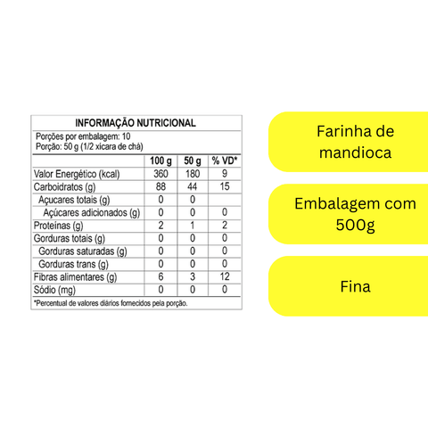 RAW FINE CASSAVA FLOUR DA TERRINHA 500G