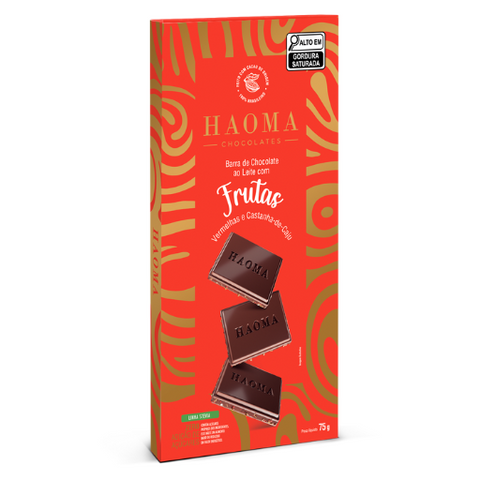 Barra Frutas Vermelhas e Castanha-de-Caju Linha Stevia 75g Haoma