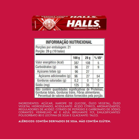 Drops Halls Morango Caixa 21x28g