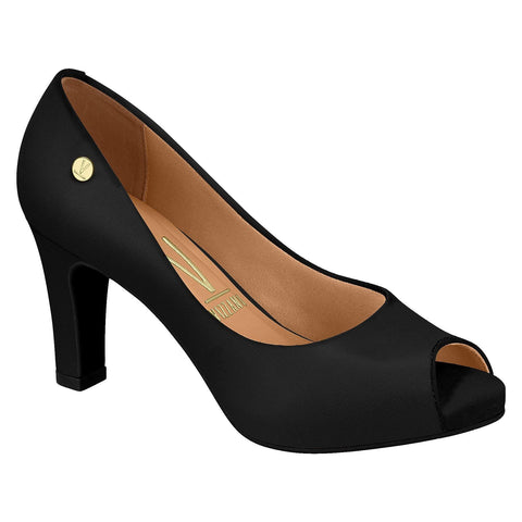 Vizzano 1840-300 Mid Heel Peep-toe Pump in Black Napa