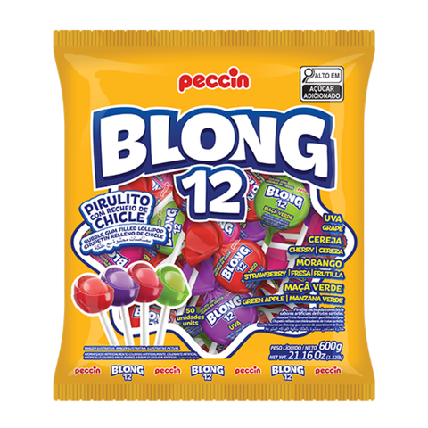 Peccin Blong Assorted Lollipop with Bubble Gum 12-count 600g