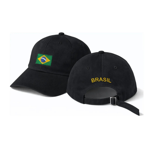 Boné Brasil Bandeirinha Bordado Ajustável Unissex Aba Curva