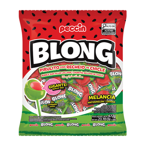 Blong Giant Watermelon Lollipop with Bubble Gum 672g Peccin
