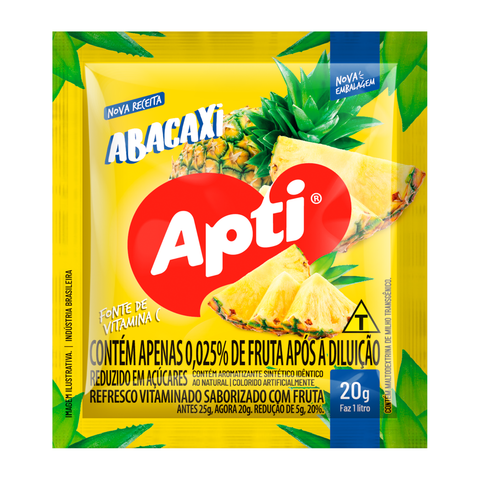 Refresco em pó APTI - ABACAXI  15 sachês de 20g cada 300G