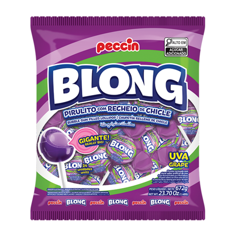 Blong Giant Grape Lollipop with Bubble Gum 672g Peccin