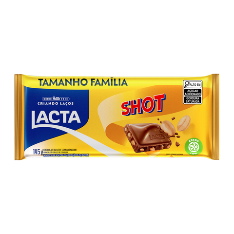 Chocolate ao leite com amendoim Shot Lacta 145g