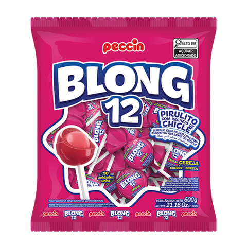 Blong Lollipop with Bubble Gum 12 Cherry 600g Peccin
