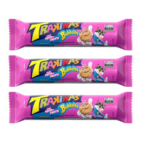 Trakinas Bubbaloo Tutti-Frutti Filled Biscuits 3x126g