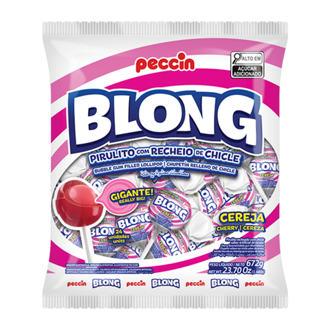 Lollipop with Bubblegum Blong Gigante Cherry 672g Peccin