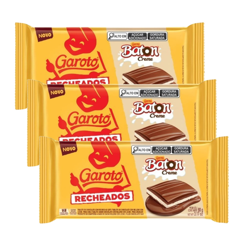 Chocolate Baton Creme Recheado Garoto 3x90g