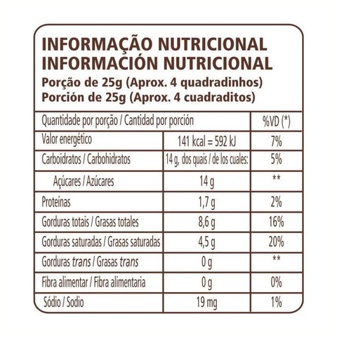 Chocolate Garoto Talento Branco Castanha-de-Caju 3x85g