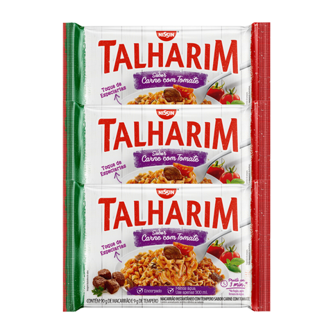 KIT 3 MIOJO TALHARIM CARNE COM TOMATE 90G