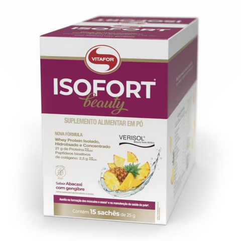Whey Protein Isofort Beauty Sachê Vitafor 15x25g - Abacaxi com gengibre