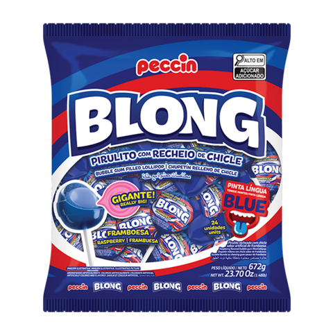 Blong Gigantic Blue Raspberry Lollipop with Bubble Gum 672g Peccin