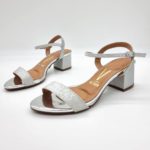 Vizzano 6291-900 Low Heel Sandal in Silver Shine
