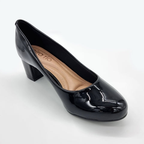 Beira Rio 4777-409 Low Heel Pump in Black Patent