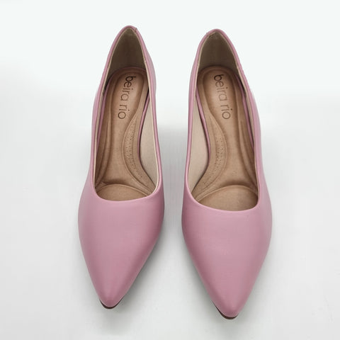 Beira Rio 4241-200 Pointy Toe Block Heel Pump in Rose Napa