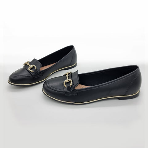 Beira Rio 4311-104 Round Toe Flat Loafer in Black Napa