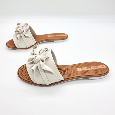 Moleca 5297-446 Ruffled Slip-on Sandal in Off White