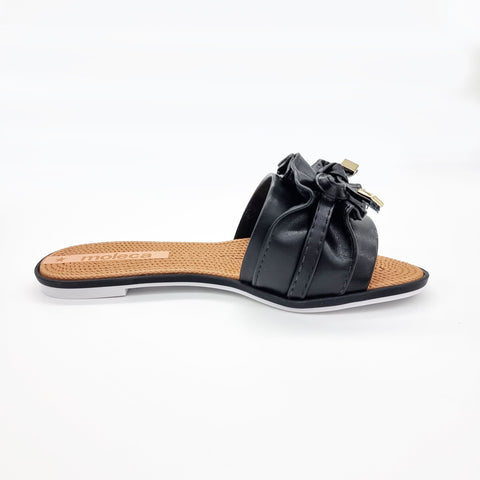 Moleca 5297-446 Ruffled Slip-on Sandal in Black