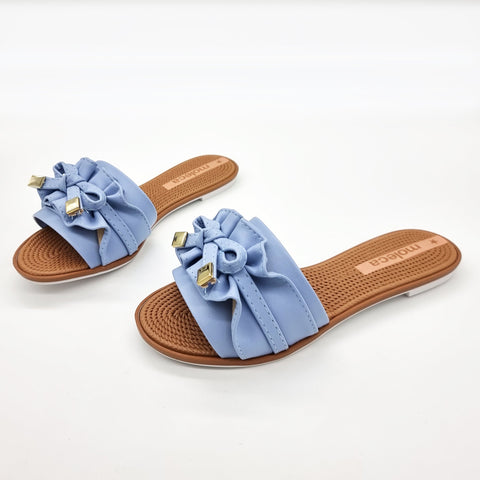 Moleca 5297-446 Ruffled Slip-on Sandal in Denim