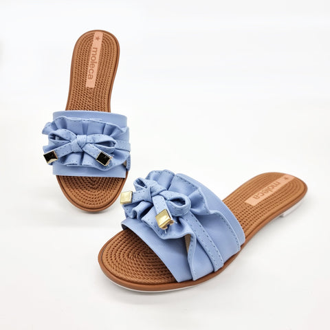 Moleca 5297-446 Ruffled Slip-on Sandal in Denim
