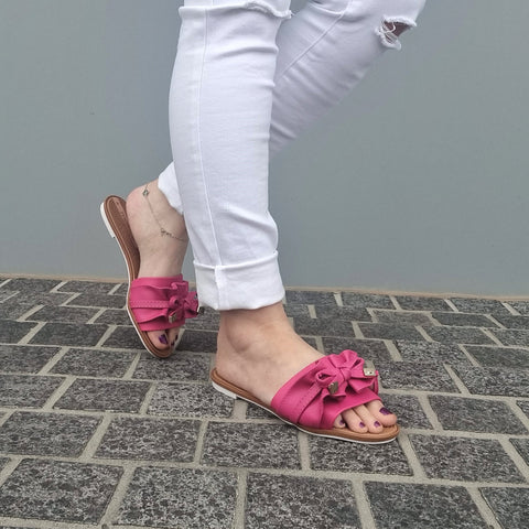 Moleca 5297-446 Ruffled Slip-on Sandal in Pink