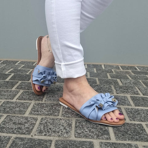 Moleca 5297-446 Ruffled Slip-on Sandal in Denim
